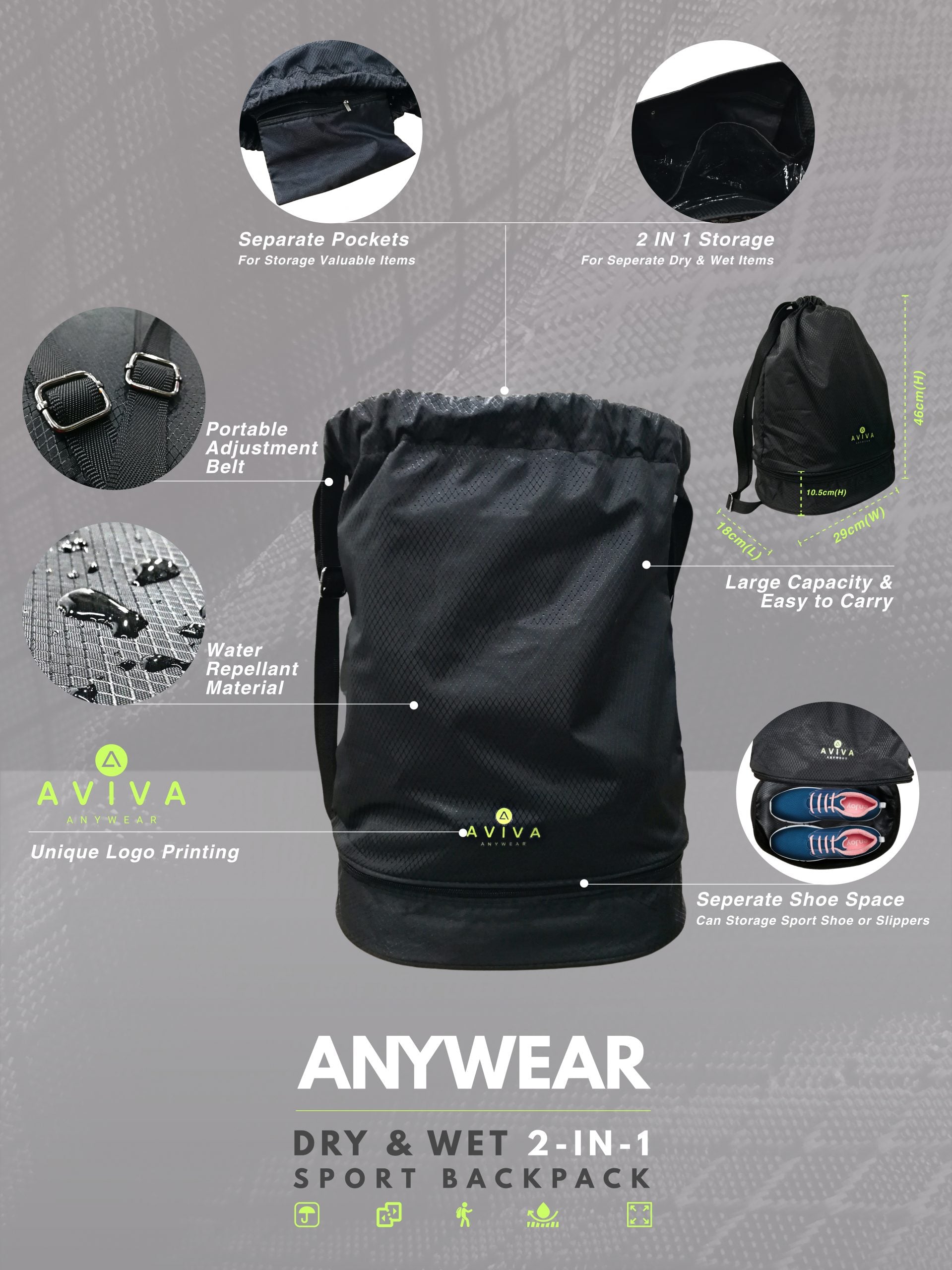 Anywear Dry & Wet 2-in-1 Sport Backpack
