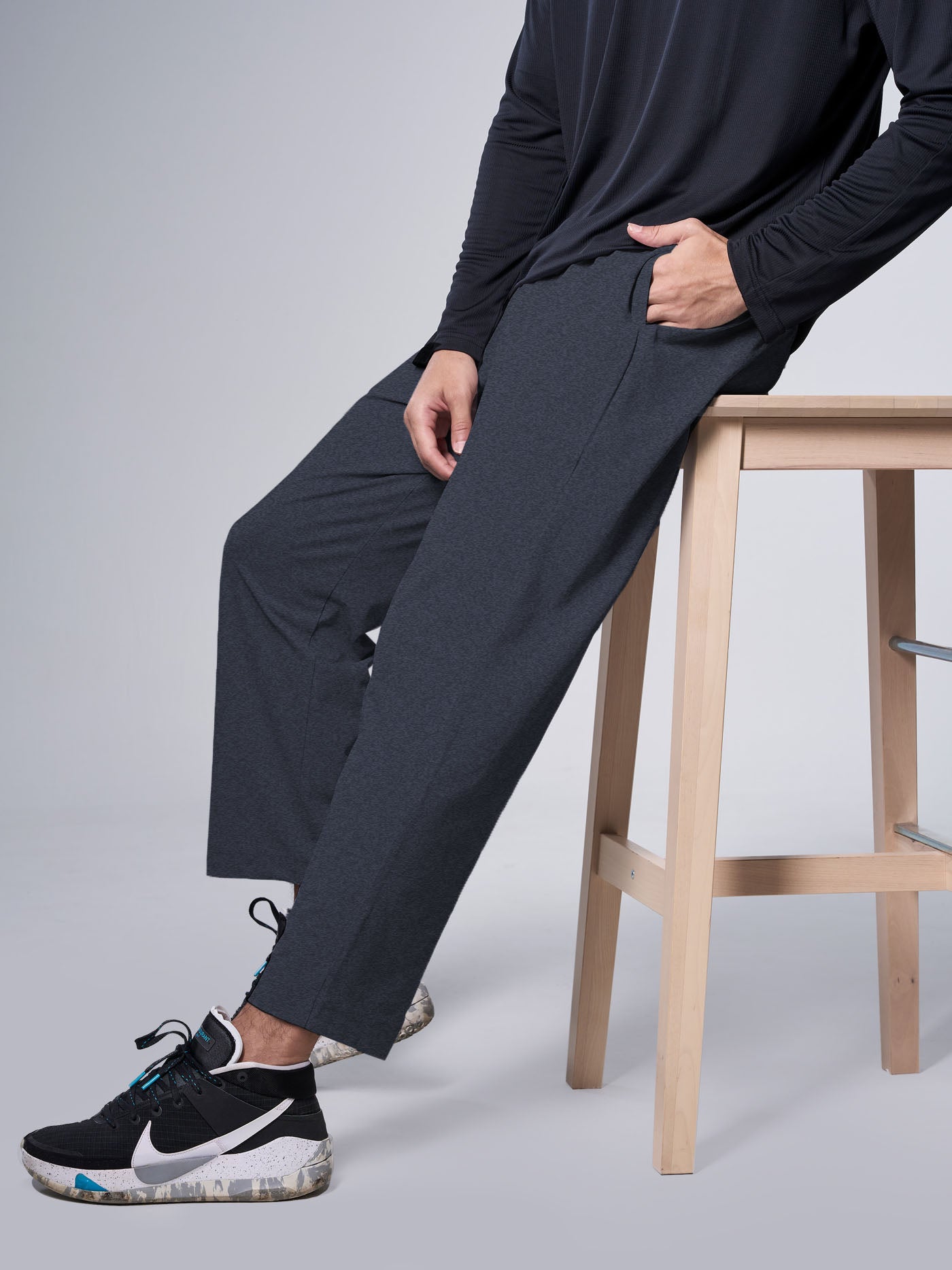 Slim Black Performance Stretch Wool Blend Tuxedo Pant | Express